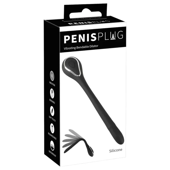 Penis Plug Dilator - dilatador uretral vibrador recargable 1cm - negro