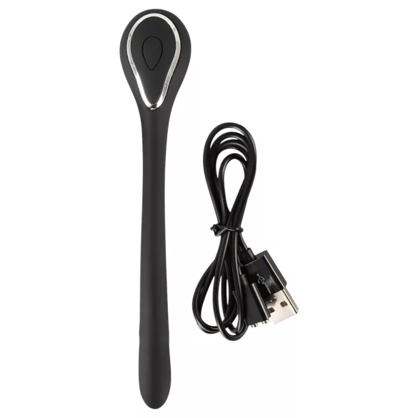 Dilatador uretral para pene - dilatador vibratorio recargable (1 cm, negro)