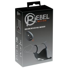   Rebel - anillo para pene y vibrador de testículos recargable - silicona negra