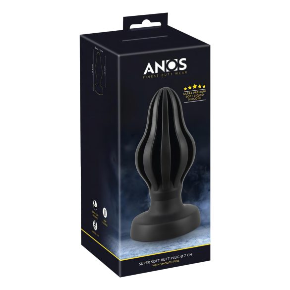 ANOS - plug anal suave con textura 7cm (negro)