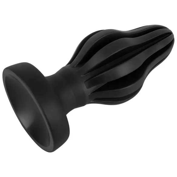 ANOS - plug anal blando acanalado - 7 cm (negro)