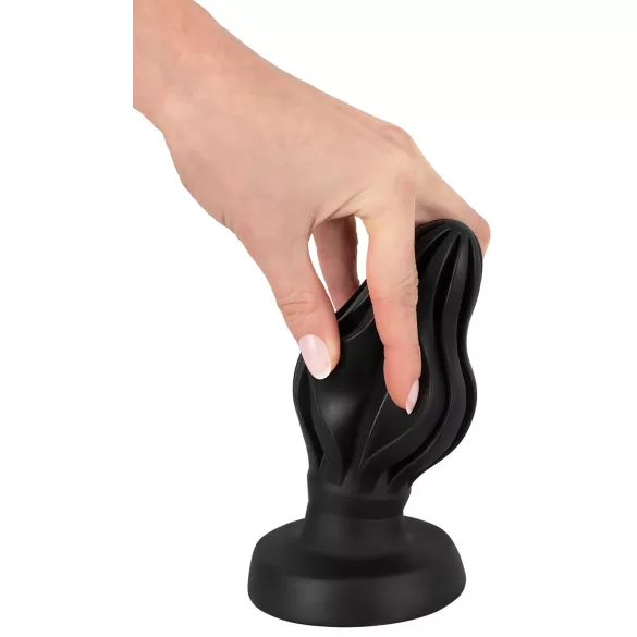 ANOS - plug anal blando acanalado - 7 cm (negro)
