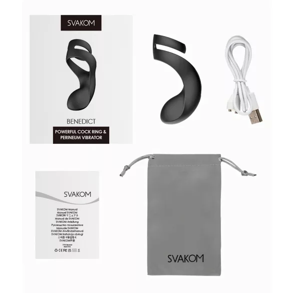 Svakom Benedict - anillo vibrador para pene y perineo - silicona negra