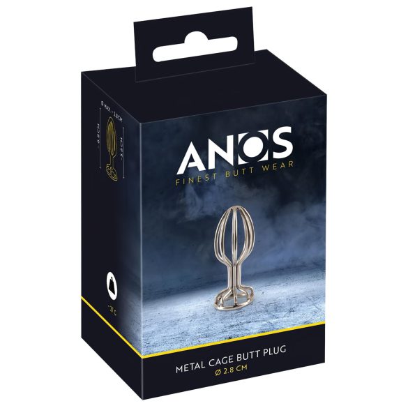 Plug anal de acero con jaula (plata) - 2,8 cm