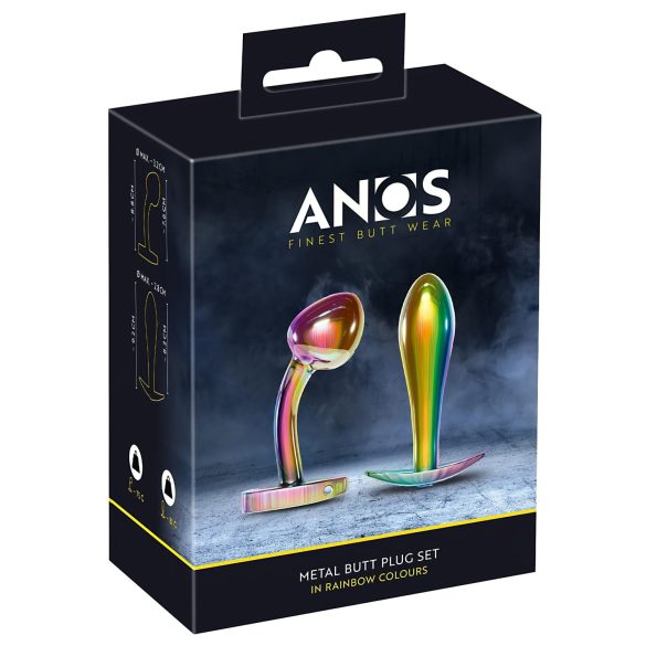 ANOS Metal Rainbow - plug anal metálico - set 2 piezas - multicolor