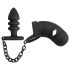 Black Velvet - Jaula para Pene de Silicona con Plug Anal (Negro)