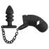 Black Velvets - jaula para pene de silicona con plug anal - negro
