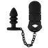 Black Velvets - jaula para pene de silicona con plug anal - negro