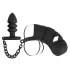 Black Velvets - jaula para pene de silicona con plug anal - negro