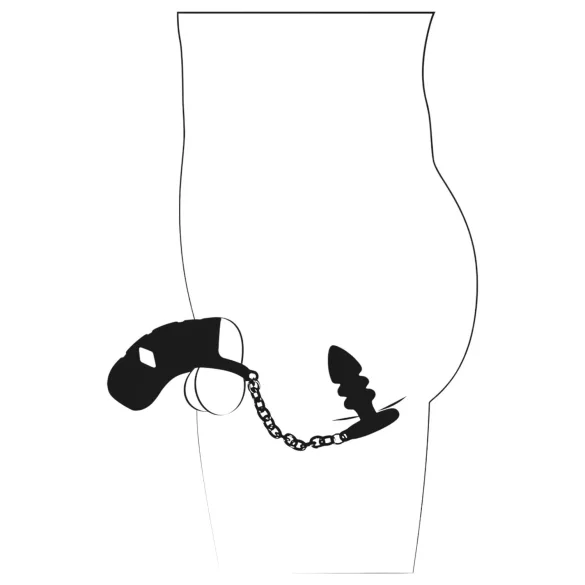 Black Velvets - jaula para pene de silicona con plug anal - negro