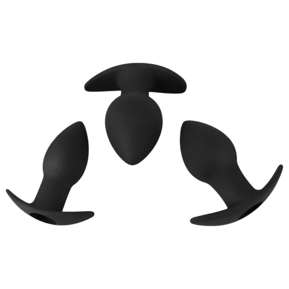 Black Velvets - set de vibrador anal recargable - 3 piezas - negro