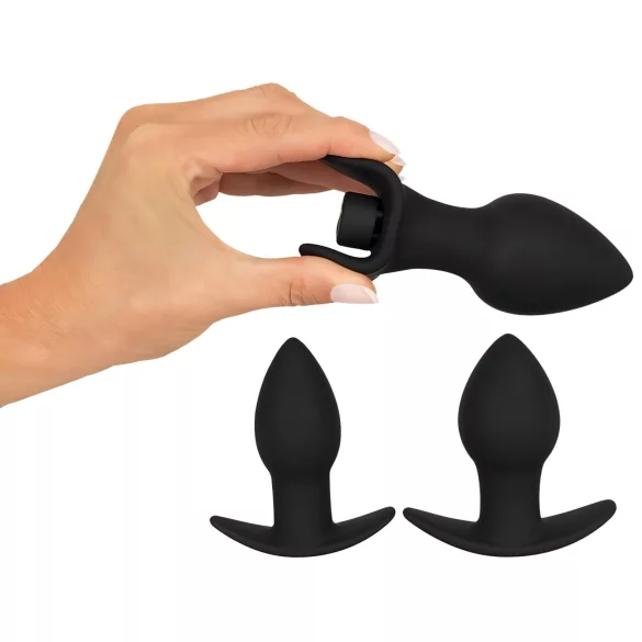 Black Velvets - set de vibrador anal recargable - 3 piezas - negro