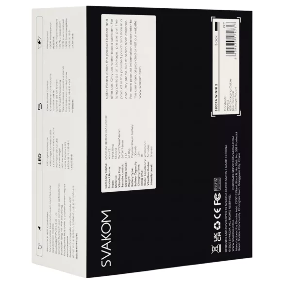 Svakom Winni 2 - Anillo vibrador para pene con control por app y mando a distancia, para hombres (negro)