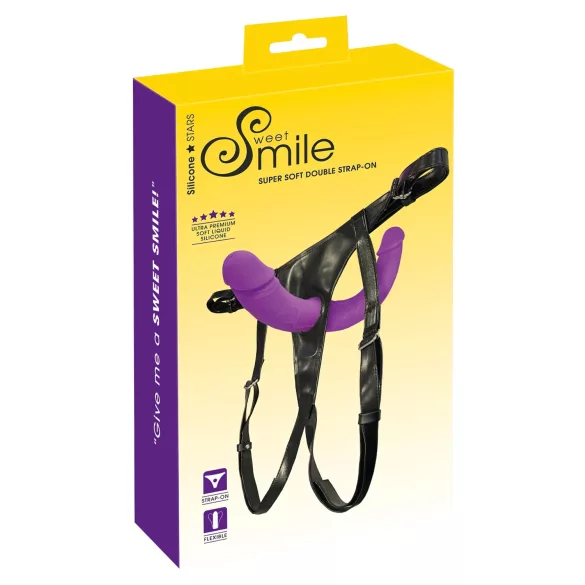 SMILE - arnés con doble consolador - silicona lila y negro