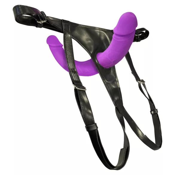 SMILE - arnés con doble consolador - silicona lila y negro