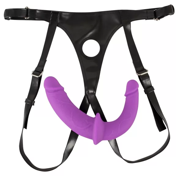 SMILE - arnés con doble consolador - silicona lila y negro