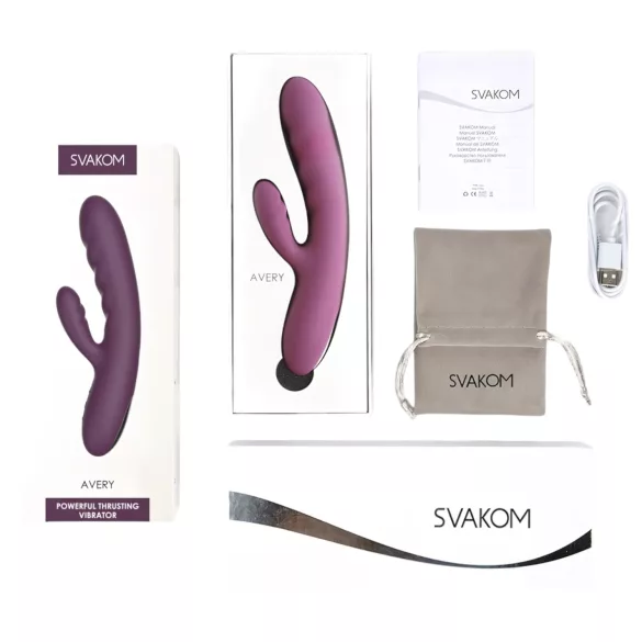 Svakom Avery - vibrador con empuje y estimulador de clítoris recargable - lila
