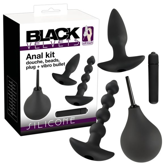 Black Velvets - kit de vibradores anales - 4 piezas - silicona negra