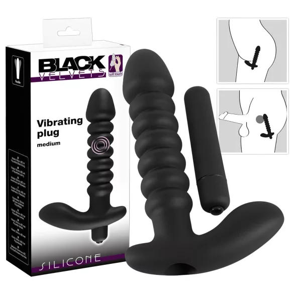 Black Velvets - vibrador texturizado - silicona negra - tamaño mediano