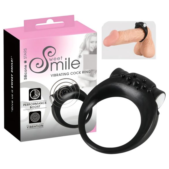 SMILE Stayer - anillo vibrador para pene - silicona negra