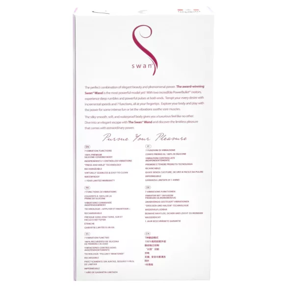 The Swan Wand - masajeador vibrador recargable - silicona rosa