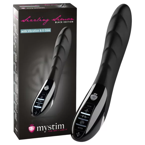 mystim Sizzling Simon - vibrador electroestimulador - silicona negra