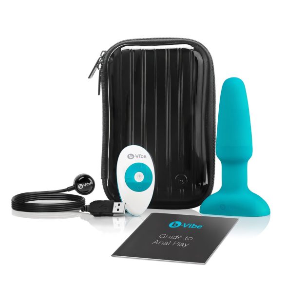 b-Vibe - Anal vibrador con perlas giratorias recargable (turquesa)