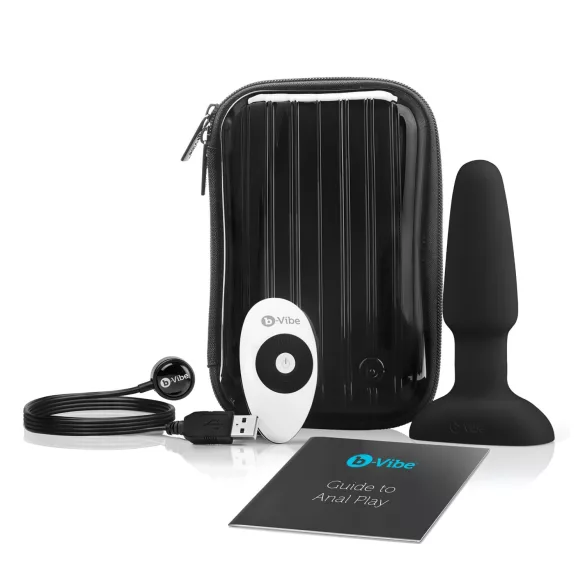 b-Vibe - Rotación con cuentas, vibrador anal recargable (negro)