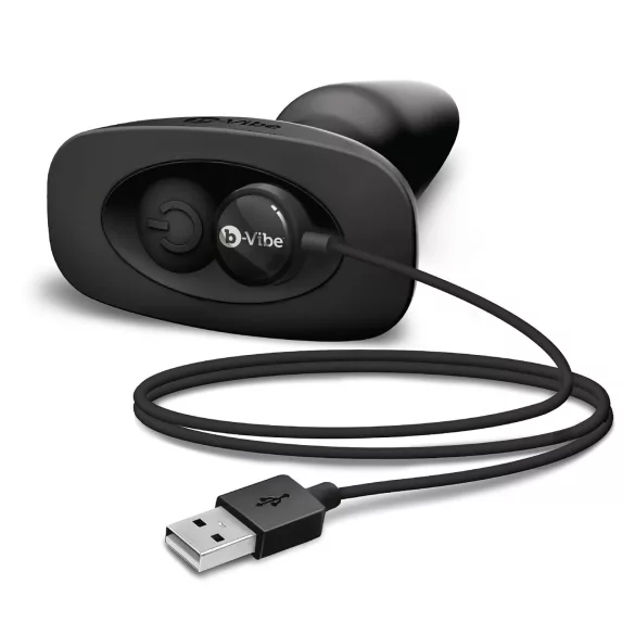 b-Vibe - Rotación con cuentas, vibrador anal recargable (negro)