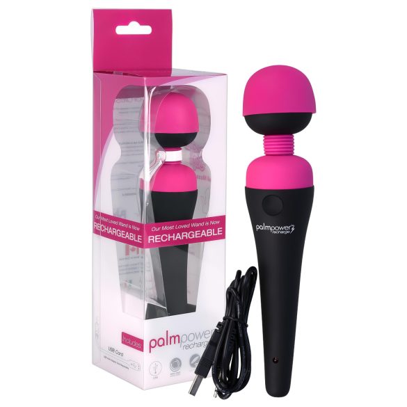 PalmPower Wand - vibrador recargable (rosa-negro)
