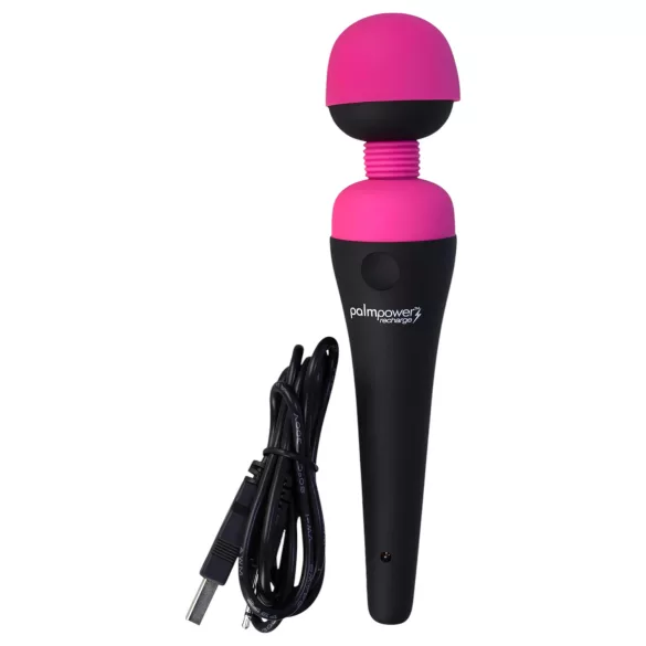 PalmPower Wand - vibrador masajeador recargable - silicona rosa negro