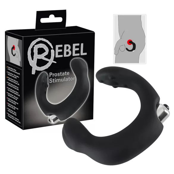 Rebel - vibrador prostático curvado - silicona negra