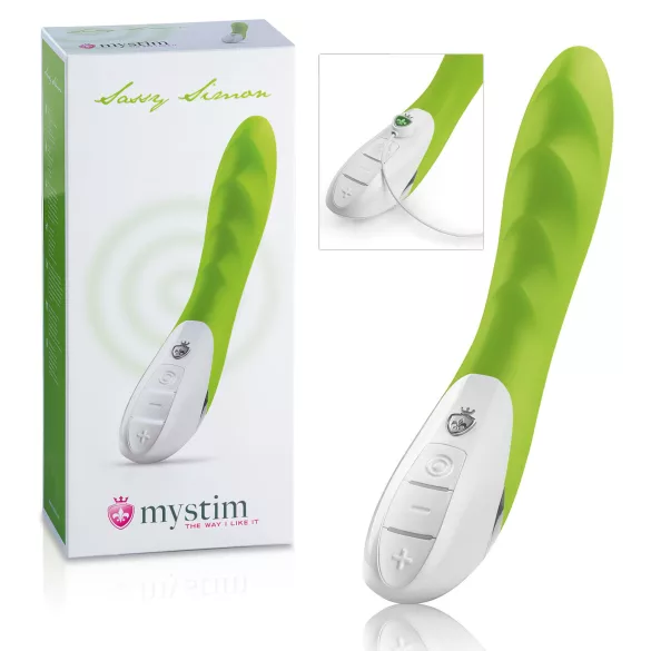 mystim Sassy Simon - vibrador doble motor - silicona verde
