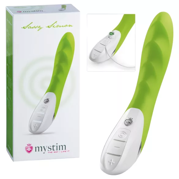 mystim Sassy Simon - vibrador doble motor - silicona verde