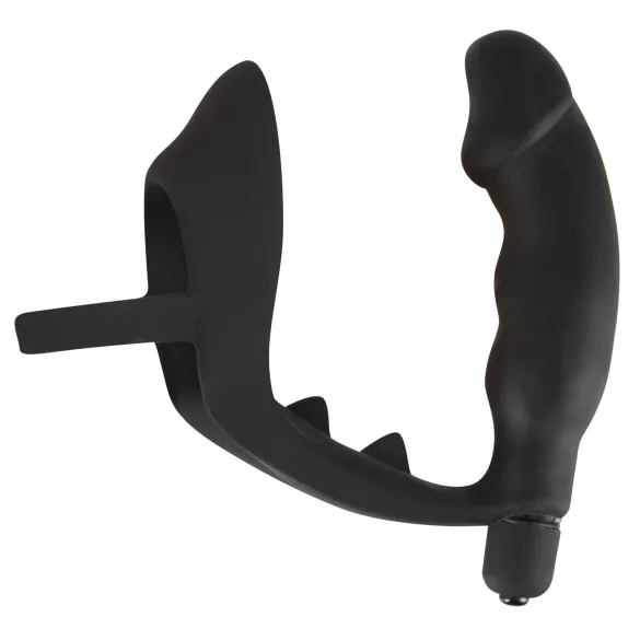 Black Velvets - vibrador anal con anillo para pene y testículos - silicona negra