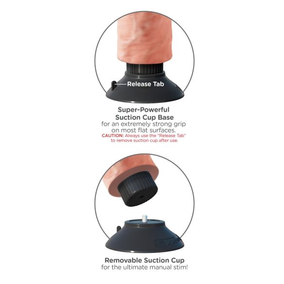 King Cock - Consolador realista con ventosa y vibración - 25 cm - color piel