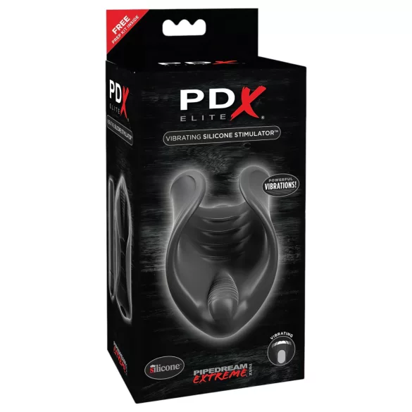 PDX Elite - masturbador pene con vibración - silicona negra