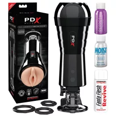   PDX Cock Compressor - masturbador masculino succión y vibración - silicona negra