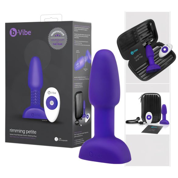 b-Vibe Rimming - Vibrador anal lila con perlas giratorias