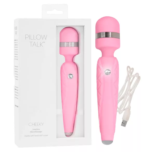 Pillow Talk Cheeky Wand - vibrador masajeador recargable (rosa)