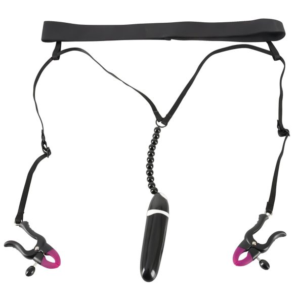 Kitty - Vibrador y pinza íntima negra (S-L)