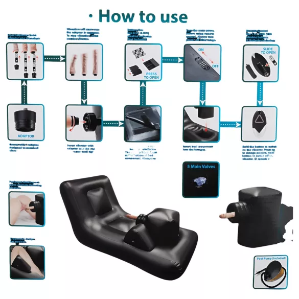 Dark Magic - máquina de placer con cama (negro)