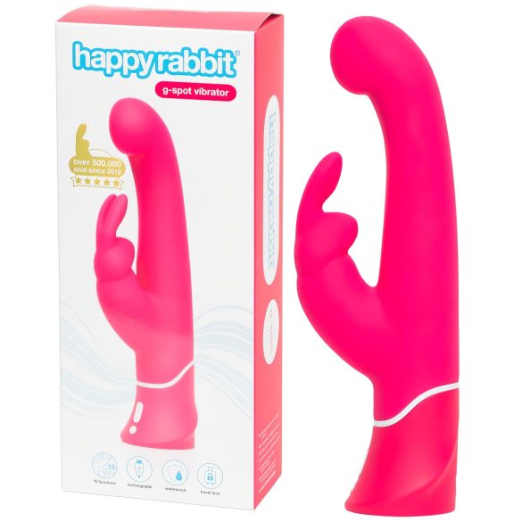 Happyrabbit Punto G - vibrador resistente al agua con estimulador (rosa)