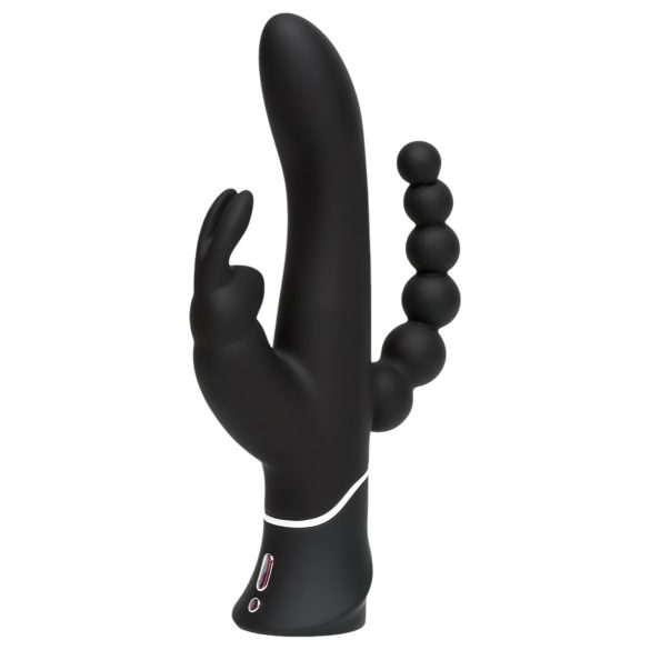 Happyrabbit Triple - Vibrador recargable triple para clítoris y anal (negro)
