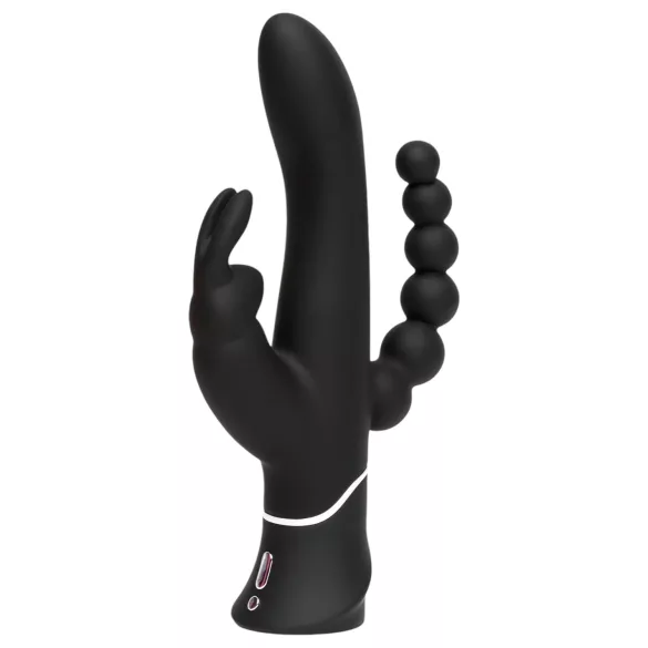 Happyrabbit Triple - vibrador doble clítoris y anal recargable - silicona negra