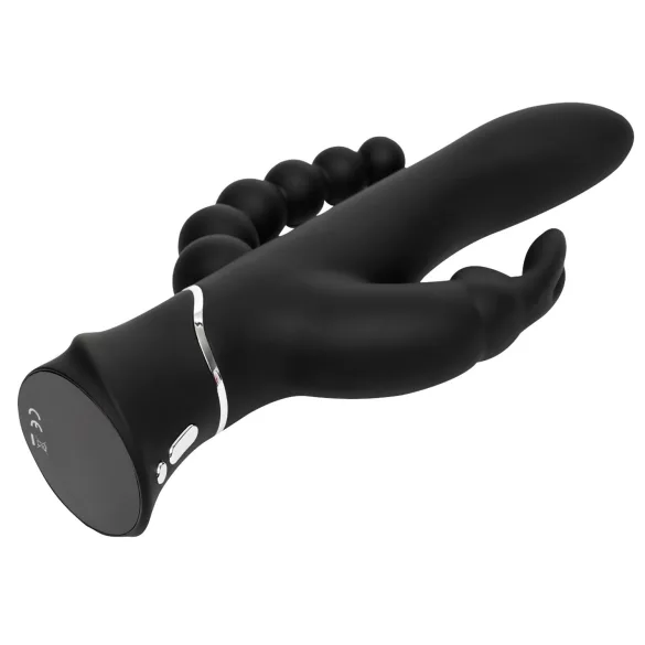 Happyrabbit Triple - vibrador doble clítoris y anal recargable - silicona negra