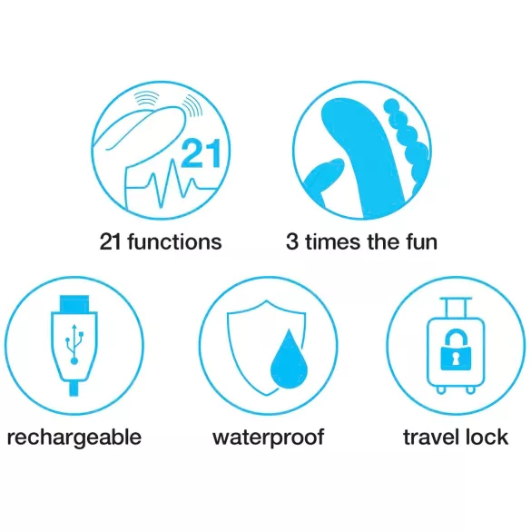 Happyrabbit Triple - vibrador doble clítoris y anal recargable - silicona negra