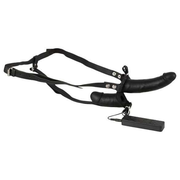 Double Thruster - arnés con doble vibrador - silicona negra
