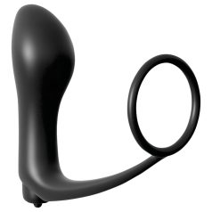   Analfantasy - vibrador anal para dedo con anillo para pene - silicona negra