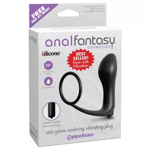 Analfantasy - vibrador anal para dedo con anillo para pene - silicona negra